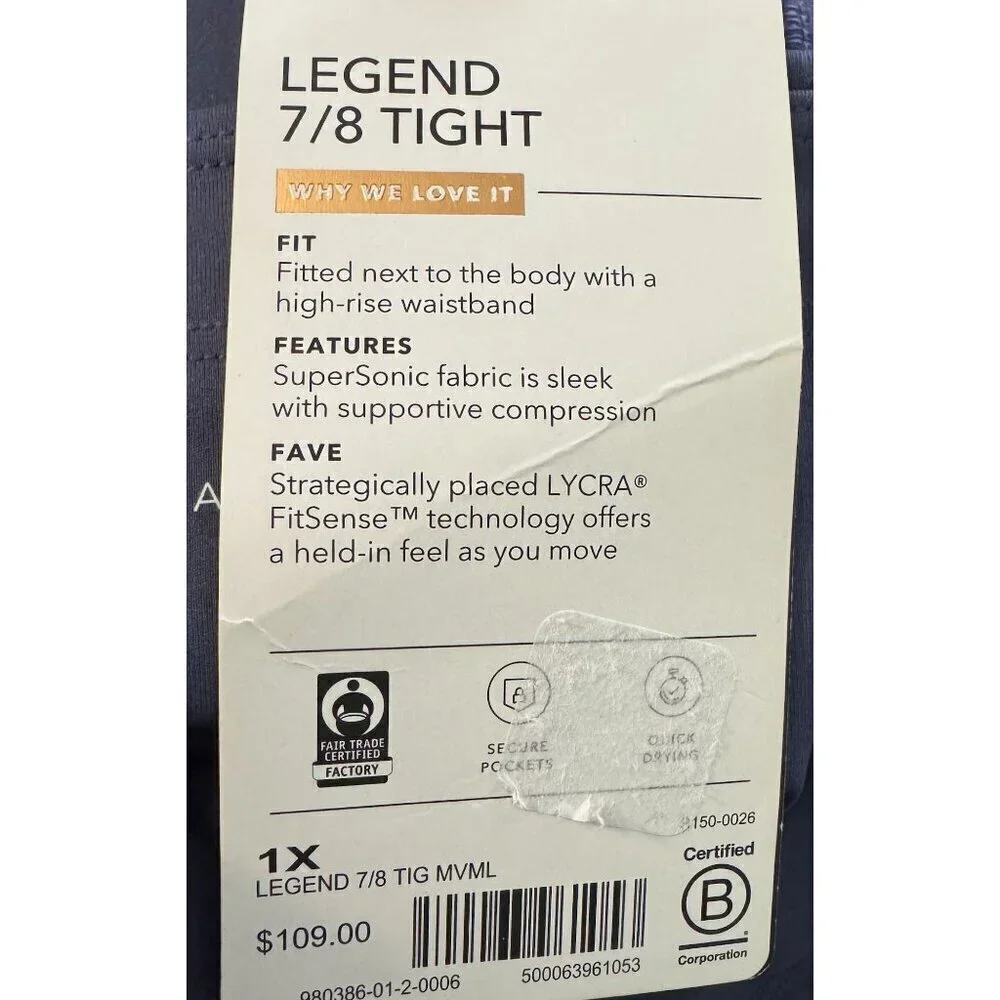 Athleta Allyson Felix Legend Leggings 7/8 Tights Womens size 1X Blue NWT